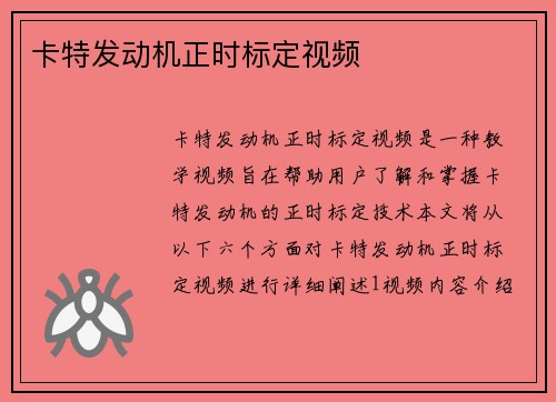 卡特发动机正时标定视频